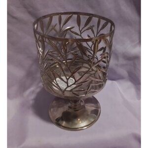 Bath & Body Works Silver Leaf Design Metal Candle Holder - Elegant Accent